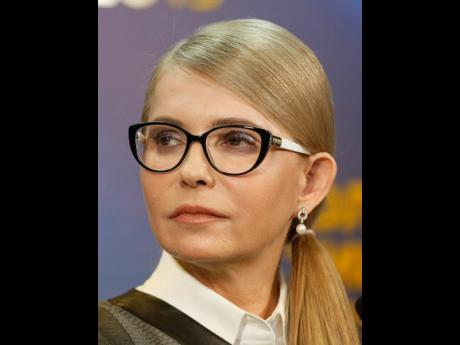 Former Ukrainian Prime Minister Yulia Tymoshenko speaks during her press conference in Kiev, Ukraine, Thursday, March 7, 2019.