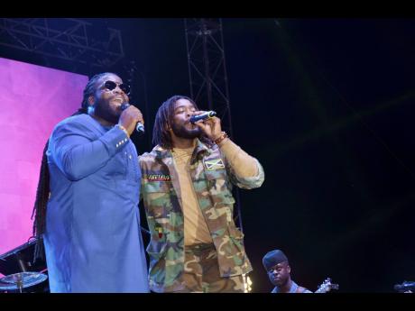 Gramps Morgan of Morgan Heritage (left) and his son, Jamere. 