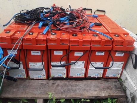 Some of the batteries recovered by the police.