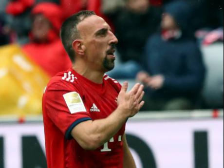Credit: AP
Bayern’s Franck Ribery reacts after scoring his side’s third goal during the German Bundesliga match between FC Bayern Munich and Hannover 96 in Munich, Germany, yesterday.