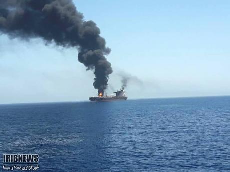 Credit: The Associated Press AP
In this photo released by state-run IRIB News Agency, an oil tanker is on fire in the sea of Oman on Thursday, June 13. Two oil tankers near the strategic Strait of Hormuz have been reportedly attacked. The alleged assault on Thursday left one ablaze and adrift as sailors were evacuated from both vessels. The US Navy rushed to assist amid heightened tensions between Washington and Tehran.