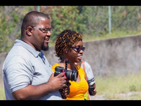 David Johnson and Aliceia Dawkins on set.