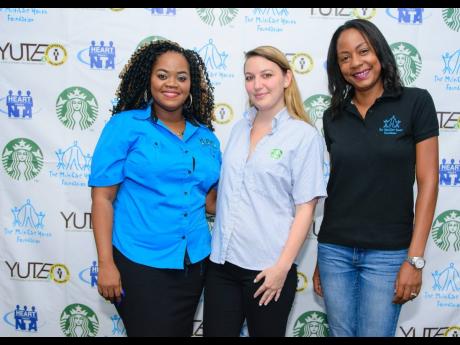 Credit: Contributed From left: Sharlene Brooks, project officer at the MultiCare Youth Foundation; Nicola Groves, marketing coordinator at Starbucks Jamaica; and Alicia Glasgow-Gentles, executive director of The MultiCare Youth Foundation.