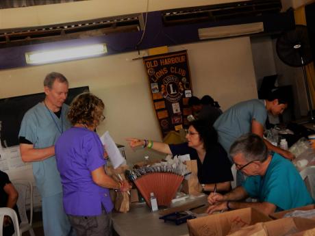 Members from the medical team hard at work.