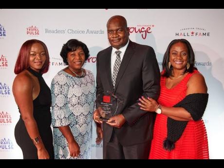 Angella Bennett, regional director, Jamaica Tourist Board Canada (right), with members of the Jamaica Tourist Board team in Canada at TravelPulse Canada’s Readers’ Choice Awards Gala in Toronto. Others pictured from left: Judy Nash, Jacqueline Marshall, and Dan Hamilton. 