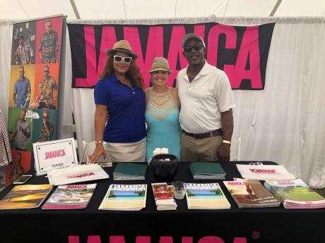 From left: Victoria Harper, business development manager – Northeast USA, Jamaica Tourist Board; Tara D’Agostino-owner of Wanderluxe Destinations, representing Round Hill; and Kenton Senior, business development manager, Jamaica Tourist Board – Northeast USA.