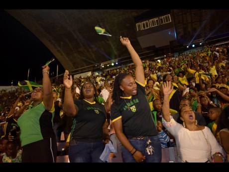 Credit: Shorn Hector The crowd reacting to the performnces at the Grand Gala Independence celebrations at the National Stadium