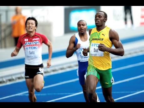 Usain Bolt competing in the 200m at the 2009 World Championships in Berlin, Germany. Bolt went on to break his own record in the final, with a time of 19.19 seconds, which remains the world record in the event today.