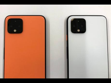 In this September 24, 2019 photo, New Pixel 4 phones are displayed at Google in Mountain View, California.