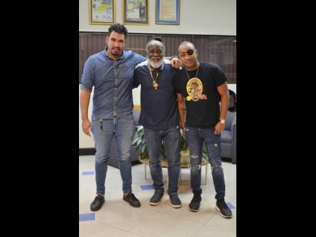 Credit: Stephanie Lyew From left: David Harper of Killamajaro, veteran artiste Freddie McGregor and Delano Thomas, CEO of Renaissance Disco.