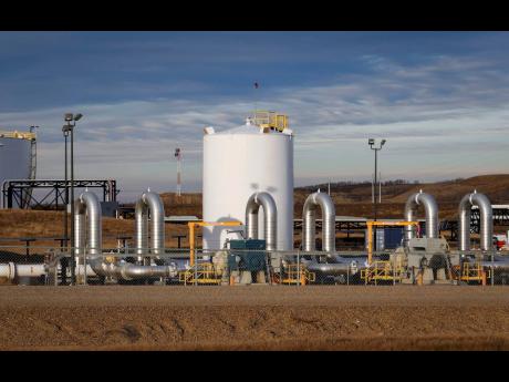 In this November 6, 2015 file photo, TC Energy’s Keystone pipeline facility is seen in Hardisty, Alberta. 