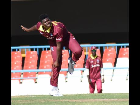 Credit: CWI Media Windies Under-19 left-arm spinner Ashmead Nedd.