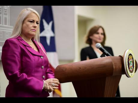 In this August 21, 2019 file photo, Governor of Puerto Rico Wanda Vazquez holds a press conference to announce new administrative appointments.