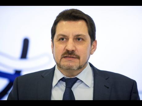 Yevgeny Yurchenko speaks during a news conference after being elected as the new president of the Russian Athletics Federation in Moscow, Russia, yesterday.