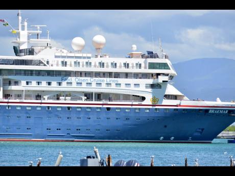 
The MS Braemar from Fred Olsen Cruise Lines docked at Port Royal, Kingston on March 4, 2020. Jamaica’s cruise industry is under threat as the COVID-19 outbreak has raised new health reporting hurdles for vessels.