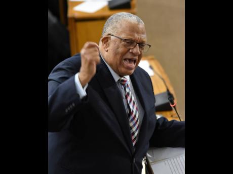 Opposition Leader Dr Peter Phillips making his Budget Debate presentation in Parliament on Tuesday.
