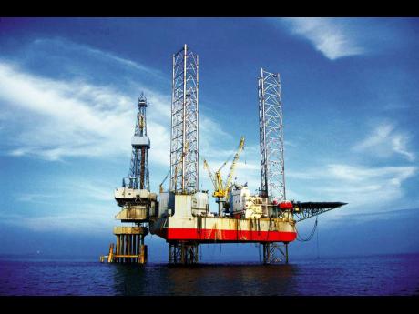 An offshore oil rig. 