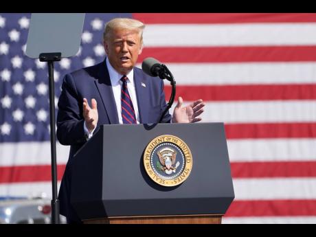 President Donald Trump speaks during a campaign rally at Mariotti Building Products on Thursday, August 20, 2020, in Old Forge, Pennsylvania.