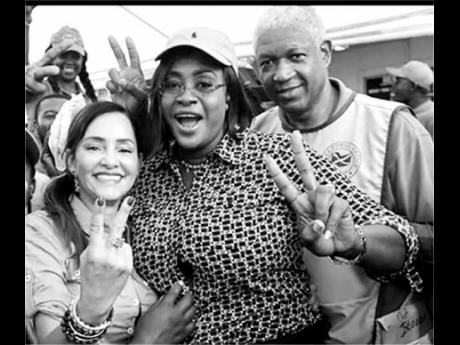 Credit: Contributed JLP political strategist Harry Morrell is seen here with Ann-Marie Vaz (left) and Juliet Holness.