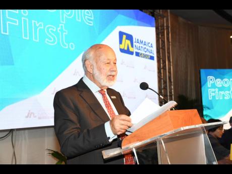 Oliver Clarke addressing The Jamaica National Group annual general meeting last year.