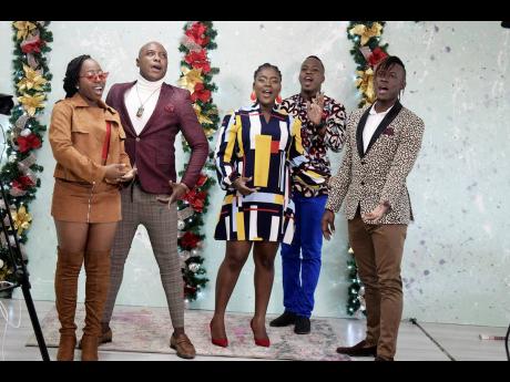 From left: Shanice Phillips, Rudolph Tomlinson, Ackeria Smith, Kumar McHugh, and Faybian Grizzle at a taping of the ‘12 Days of Christmas’ holiday series. The series will launch on Monday. 