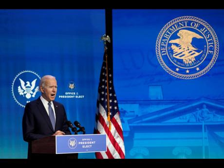 Credit: AP President-elect Joe Biden speaks during an event at The Queen Theater in Wilmington, yesterday.