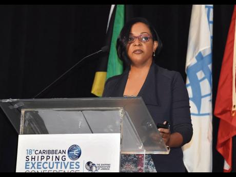 Anna Hamilton, CEO of Jamaica Freight and Shipping C. Ltd, makes her contribution during a panel discussion at the Caribbean Shipping Executives Conference held in Jamaica in 2019. Hamilton is one of two new members of the Managing Committee of the Shippin