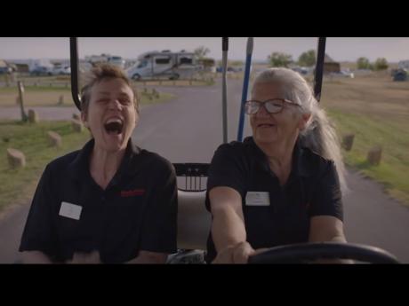 Frances McDormand (left) in a scene from ‘Nomadland’.