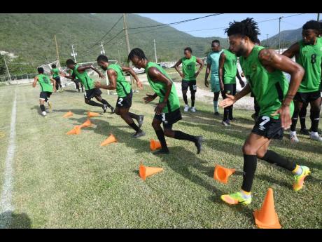 Jamaica’s Reggae Boyz in a training session at The University of the West Indies (UWI)/Jamaica Football Federation/Captain Horace Burrell Centre of Excellence at The UWI, Mona campus, in St Andrew on Tuesday, August 27, 2019.