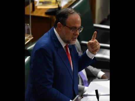 Leader of the Opposition Mark Golding addressing Parliament on Tuesday.