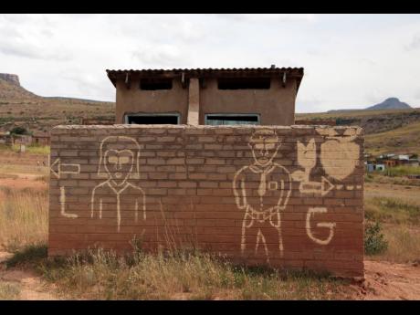 Pit latrines at a school in Ghoboshiyane village, South Africa.