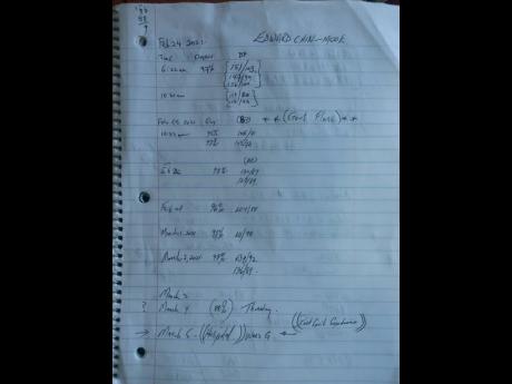 Edward Chin-Mook shows he recorded his blood-oxygen and blood-pressure levels in February and March.