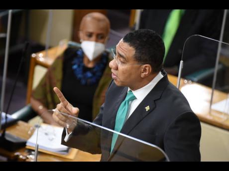 
Prime Minister Andrew Holness making his contribution at the 2021 Budget Debate in the Parliament. There are concerns being raised on the amended Disaster Risk Management Act that gives the prime minister the power, without any parliamentary approval what