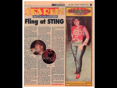 Credit: Gleaner Archives ‘Fling at Sting’ was THE STAR headline for December 28, 2000, following DMX’s Sting performance.