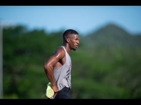 
Demish Gaye cools down during a Sprintec training session at G.C. Foster College of Physical Education and Sports in St Catherine on Tuesday, June 8, 2021.