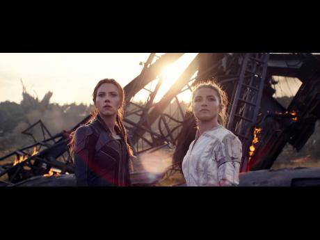 Scarlett Johansson (Natasha Romanoff) (left) and Florence Pugh (Yelena) in Marvel Studios’ action-packed spy thriller ‘Black Widow’.
