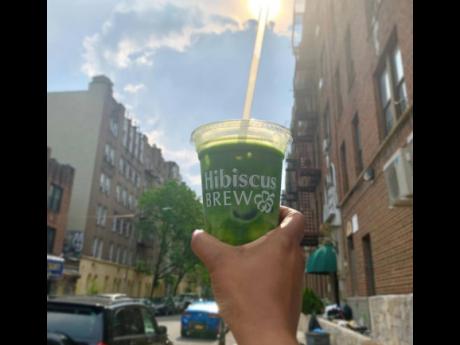 Iced matcha with oat milk from Hibiscus Brew.Iced matcha with oat milk from Hibiscus Brew.