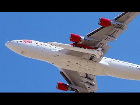 The Virgin Orbit Boeing 747-400 rocket launch platform, named ‘Cosmic Girl’, takes off from Mojave Air and Space Port, Mojave (MHV) on its second orbital launch demonstration in the Mojave Desert, north of LA. 