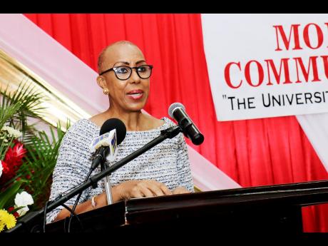 Fayval Williams, minister of education, youth and information, addresses the audience at the Outstanding Achievement Awards 2019-2021 at the Montego Bay Community College recently.