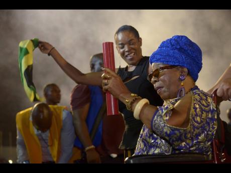 Rita Marley moments after receiving a citation from the Government for her contribution to music, during the August 2019 Grand Gala event. 