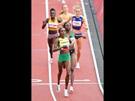 Jamaica’s Natoya Goule walks across the finish line as she cruises to an easy victory in the women’s 800 metres event at the Tokyo 2020 Olympics, at the Tokyo Olympic Stadium in Tokyo, Japan.