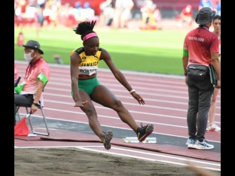 Jamaican long jumper Chanice Porter in action in the Women's Long Jump qualifying round at the Tokyo Olympic Games in Tokyo, Japan on Sunday, August 1.