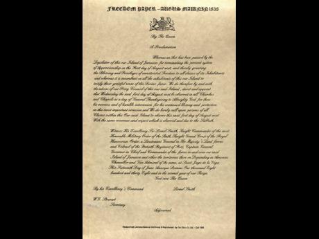 The Emancipation Proclamation of 1838.