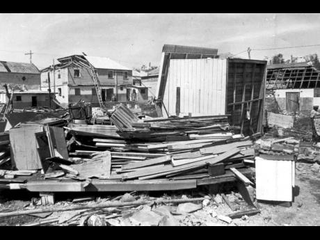 Houses in Lucea, Hanover, that were destroyed during the passage of Hurricane Gilbert.