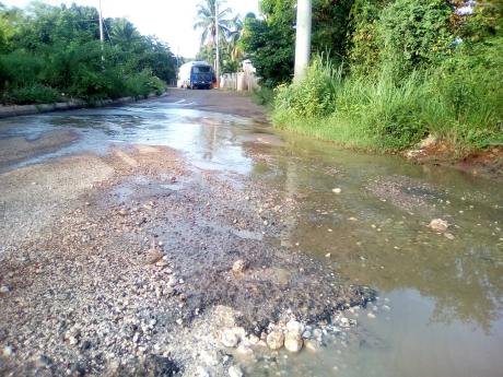 Overflowing raw effluent from the Cherry Gardens treatment plant runs across the recently paved Mary’s Field road.
