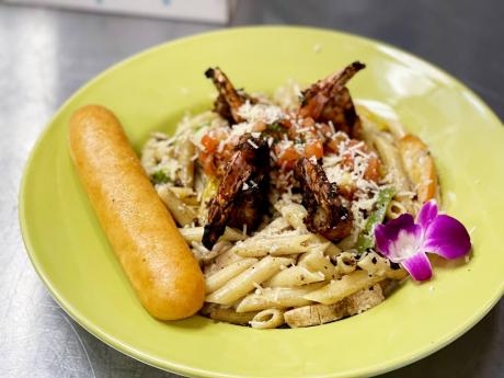 The shrimp rasta pasta at House of Dutch Pot.  