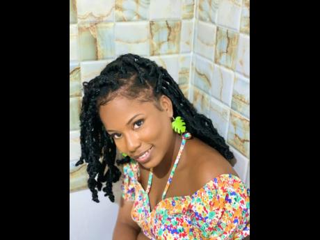 Designer Shantal Symister models the Green Monstera.