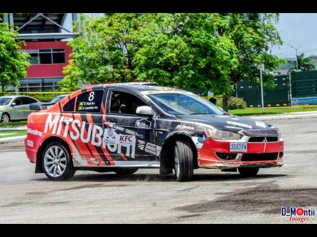 The Stewart’s Auto Lancer GT rally car found the going tougher than on a rally course.