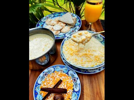 A great way to start your morning is with a bowl of hominy corn porridge, fresh from the pot. 
