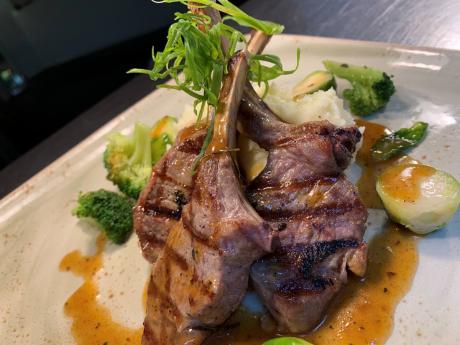 Charred rack of lamb, served in a tamarind and house-made minted rum jelly.